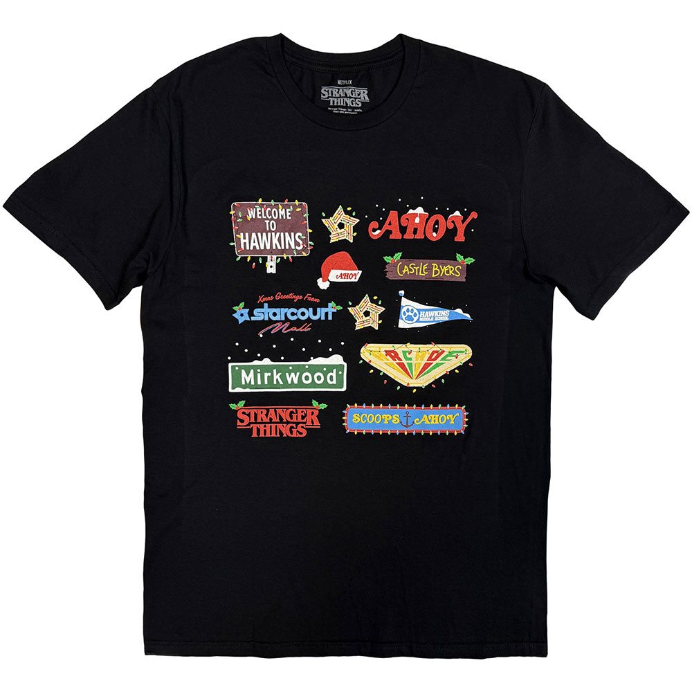 Stranger things - Deck Christmas Sign Tshirt Homme - Noir